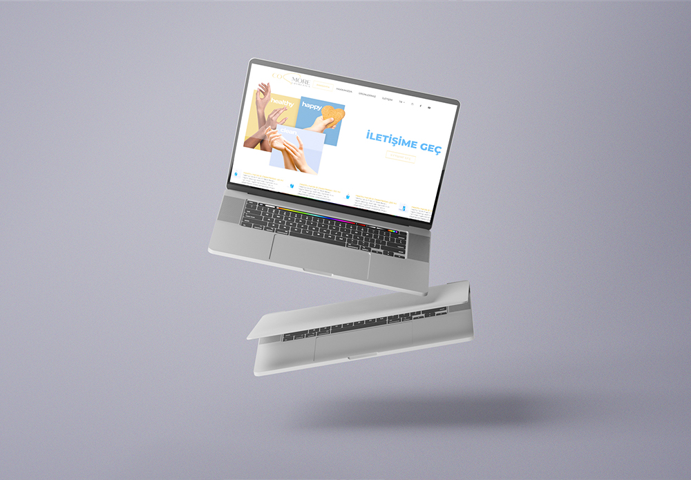 Cosmore Kozmetik web sitesi tasarımı hero mockup