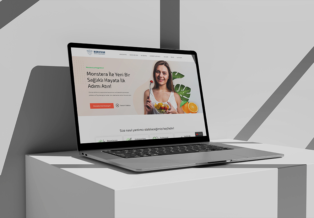 Monstera Sağlıklı Yaşam web sitesi tasarım hero görseli