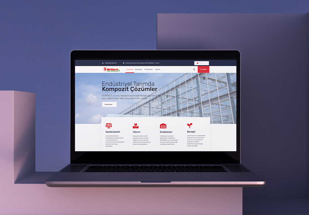 Superlit Kompozit Çözümleri web sitesi tasarım hero görseli