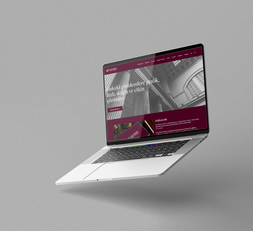 Genç Partners hukuk web sitesi tasarımı hero mockup