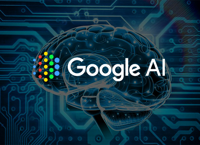 Google'ın yapay zeka logosu ile aşağı yönlü bir trafik grafiğinin karşı karşıya geldiği konsept bir görsel.